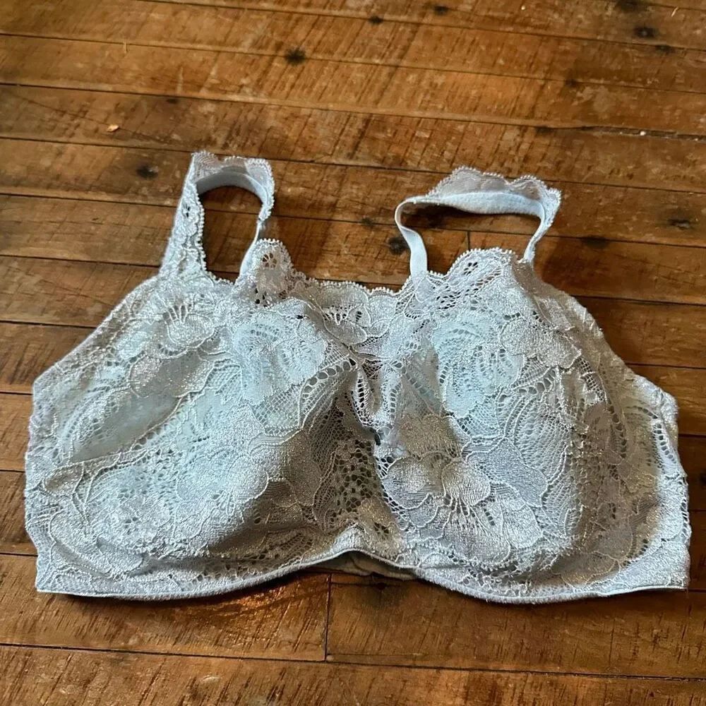Soma blue & silver lace overlay 34D sexy lingerie bra